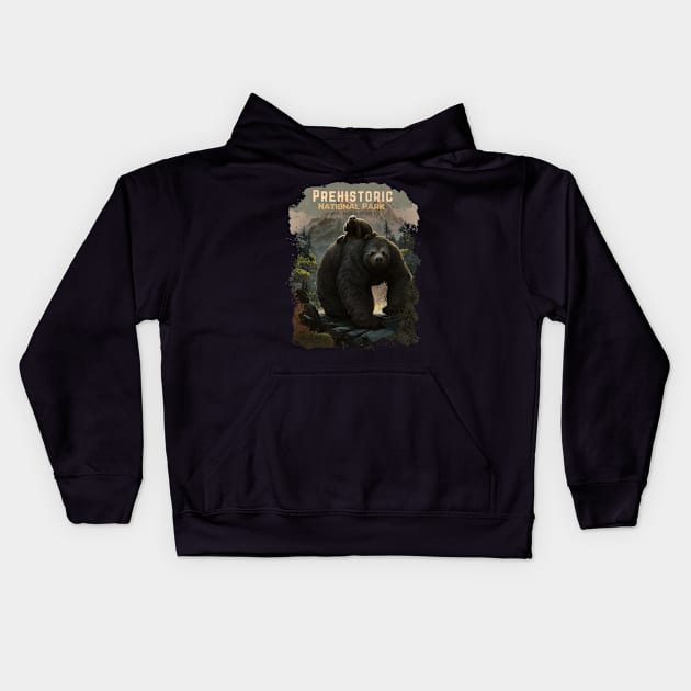 Prehistoric National Park - Giant Sloths Kids Hoodie by HideTheInsanity